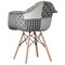 Fabulaxe Mid-Century Modern Style Fabric Lined Armchair with Beech Wooden Legs, Black and White QI004325.BW - alternate 2